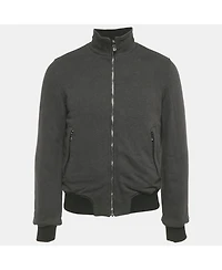 Pre-Owned Dolce & Gabbana Men's Black Printed Synthetic & Cotton Knit Bomber Jacket