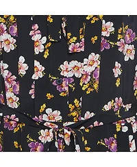 Pre-Owned Zadig & Voltaire Women's Black Peonies Print Silk Pleated Button Front Maxi Dress