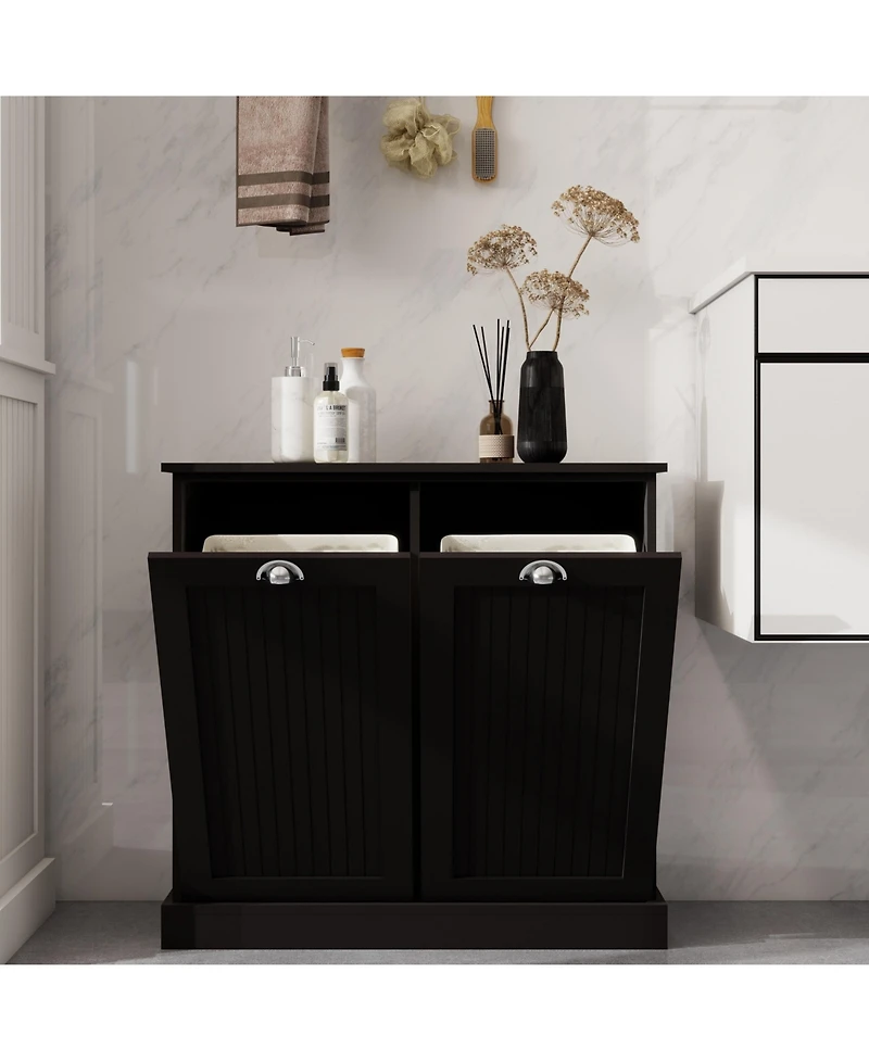 sumyeg Cabinet with Two-Bin Tilt-Out Laundry Sorter Cabinet