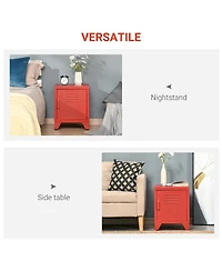 Homcom Locker-Style Nightsd Storage Side Table w/ Shelf & Metal Frame,