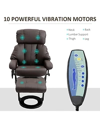 Homcom Massage Recliner Chair with Cushioned Ottoman and 10 Point Vibration