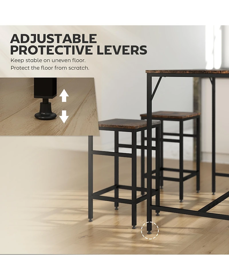 Homcom Wooden 4 Seater Dinner Tabletop Furniture Set with 4 Chairs & Steel Legs, Black