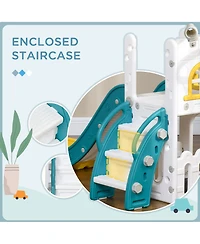 Qaba 5 in 1 Toddler Slide with Basketball Hoop for 1-3 Years Olds,