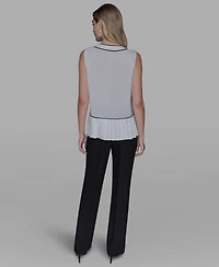 Karl Lagerfeld Paris Women's Pleated Detail Sleeveless Top