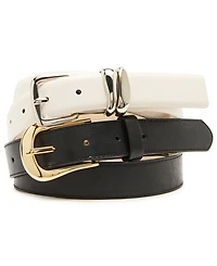 Steve Madden Women's Topstitched Texture Pearl 2- Pc Linked Chain Belt