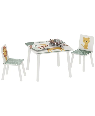 Qaba 3-Piece Toddler Table and Chair Set for Boys Girls Aged 3-8,