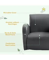 Qaba Childrens Comfortable Sofa Recliner w/ Storage for Remotes & Books