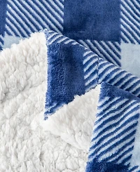 Linery & Co. Velvet Plush Reversible Sherpa Lodge Printed Throw Blanket