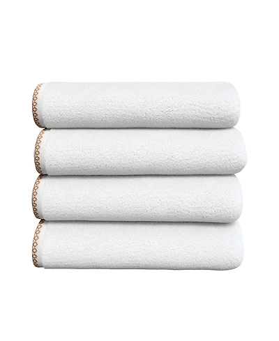 Linery & Co Quick-Dry Cotton Decorative Border 4 Pack Bath Towel Set
