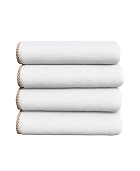 Linery & Co Quick-Dry Cotton Decorative Border 4 Pack Bath Towel Set