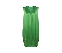 Pre-Owned Alexander Mcqueen Women's Green Silk Satin Sleeveless Shift Dress