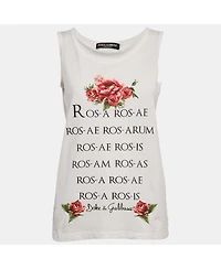 Pre-Owned Dolce & Gabbana Women's White Printed Cotton Tank Top