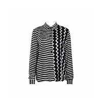 Pre-Owned Stella Mccartney Women's Monochrome Silk Multiprint Long Sleeve Shirt