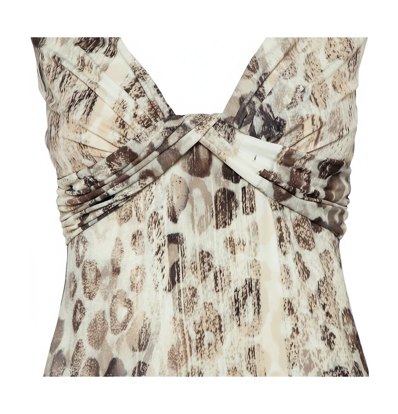 Pre-Owned Roberto Cavalli Women's Animal Printed Knit Drape Detail Tunic