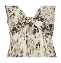 Pre-Owned Roberto Cavalli Women's Animal Printed Knit Drape Detail Tunic