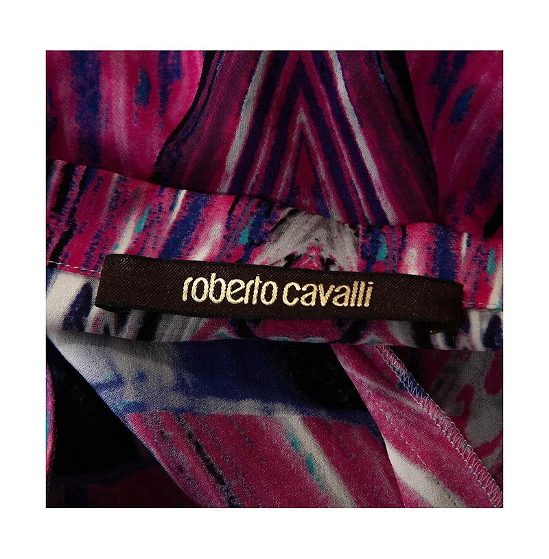 Pre-Owned Roberto Cavalli Women's Pre-Owned Robert Cavalli Pink Printed Stretch Silk Tunic Top