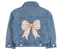 Sweet Wink Little Girls Gingham Bow Patch Denim Jacket