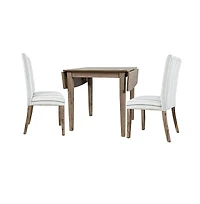 Jofran Eastern Tides Coastal Wire-Brushed Wood Three Piece Upholstered Dining Set