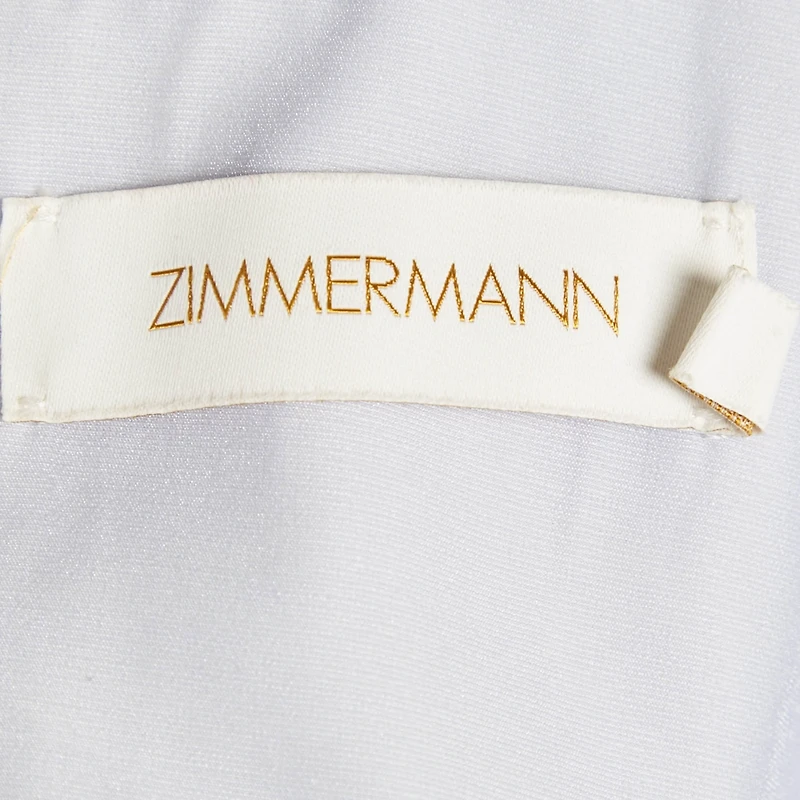 Pre-Owned Zimmermann Women's Blue Crepe Ruffled The Lovestruck Crop Top