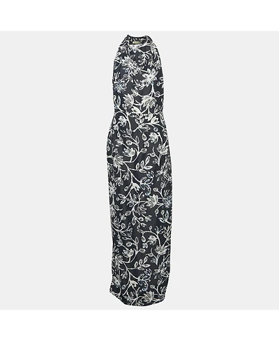 Pre-Owned Balenciaga Women's Floral Print Crepe Silk Sleeveless Gown