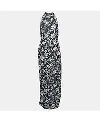 Pre-Owned Balenciaga Women's Floral Print Crepe Silk Sleeveless Gown