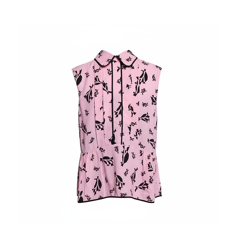 Pre-Owned Marni Women's Crepe Abstract Print Dual Collar Sleeveless Top