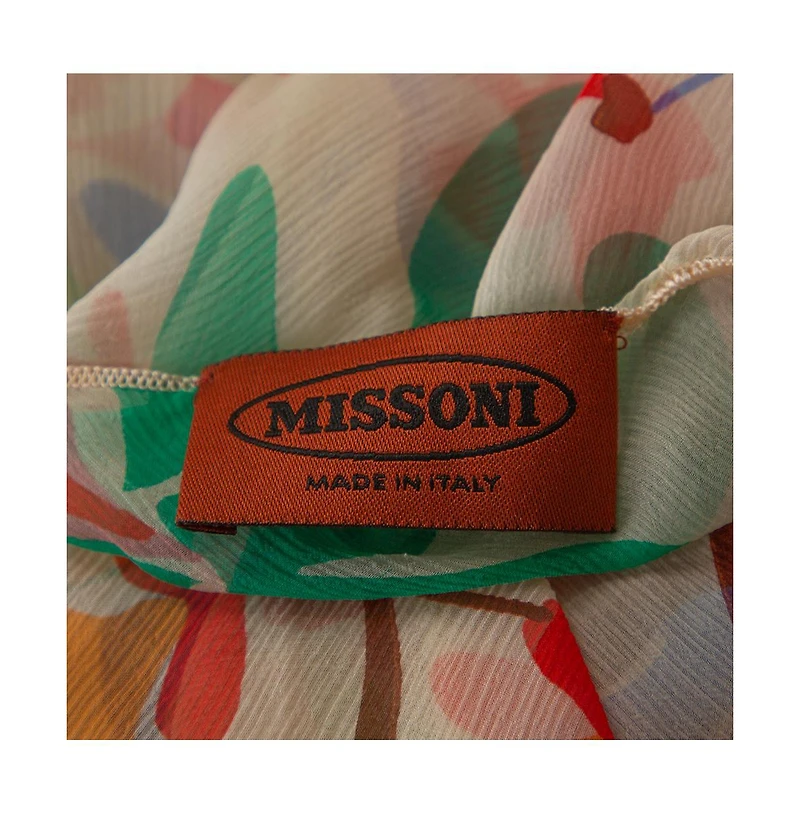 Pre-Owned Missoni Women's Cream Floral Print Crepe Sheer Maxi Dress