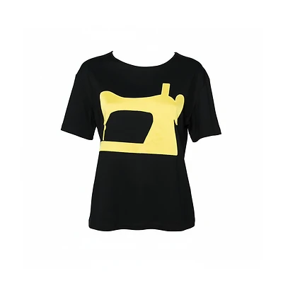 Pre-Owned Moschino Women's Cheap And Chic Black Jersey Sewing Machine Appliqued T-Shirt