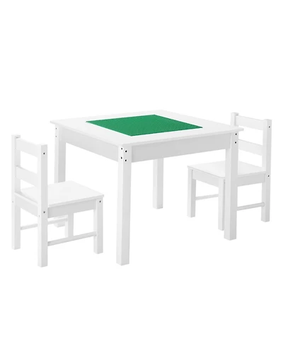 Hongge Kids Activity Table with 2 Chairs and Double-Sided Block Top