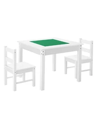 Hongge Kids Activity Table with 2 Chairs and Double-Sided Block Top