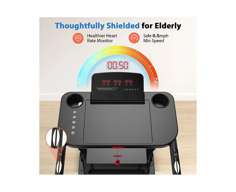 Redliro Walking Treadmill for Seniors, 300 lbs Capacity, Easy Walk Exercise Machine for Home Use