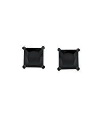 Bling Jewelry Classic Set of 2 Multi Color Square Cz Cubic Zirconia Stud Earrings Silver Black Plated Screwback Posts