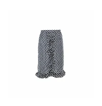 Pre-Owned Marni Women's Blue And White Polka Dot Printed Coated Silk Ruffle Detail Skirt