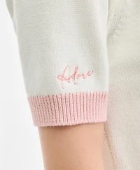 On 34th Women's Embroidered Colorblocked Short-Sleeve Sweater, Macy's Exclusive