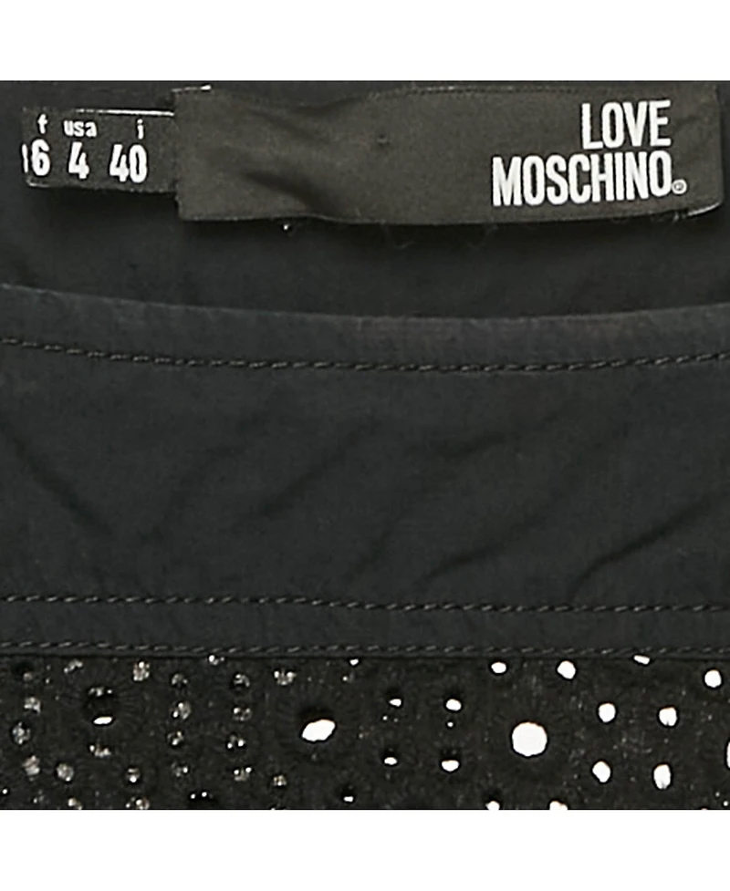 Pre-Owned Love Moschino Women's Black Broderie Anglaise Cotton Mini Dress