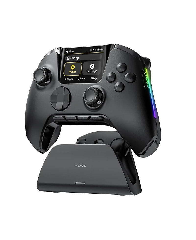 Manba One Wireless Gaming Controller with Interactive Screen for Switch, Switch 2, Pc, Android and iOS Charging Dock