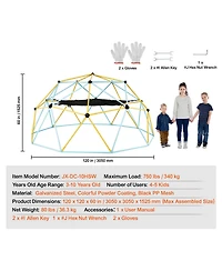 Sugift 10FT Kids Climbing Dome with Hammock and Swing 750 Lb Capacity