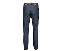 Pre-Owned Roberto Cavalli Women's Stretch Cotton Leopard Print Trim Pants