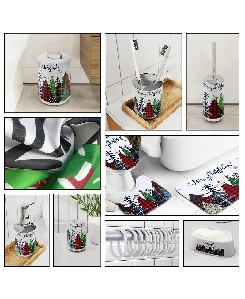 Clara Clark 22-Piece Complete Holiday Bathroom Accessory & Bathrug Set with Shower Curtains