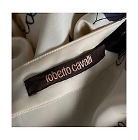 Pre-Owned Roberto Cavalli Women's Cream Floral Print Silk Satin Maxi Skirt