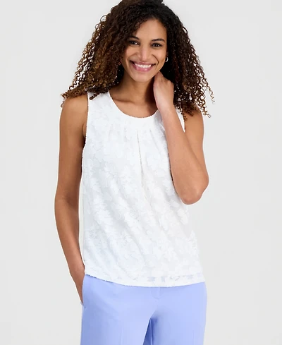 Kasper Women's Burnout Floral Sleeveless Top