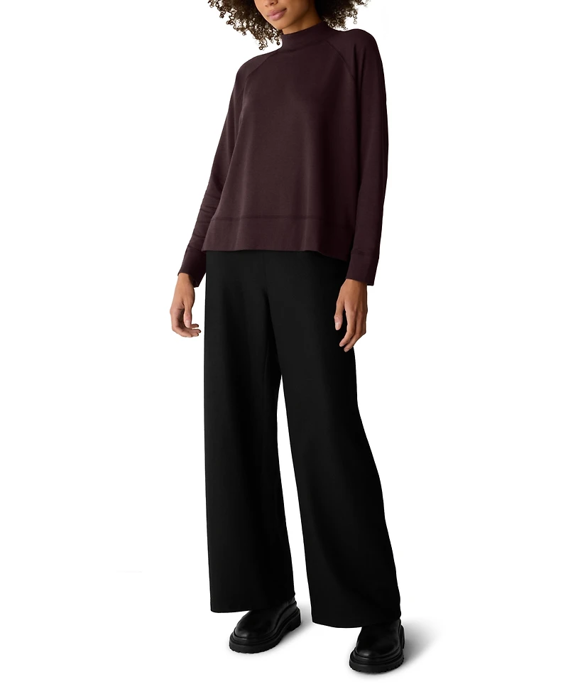 Eileen Fisher Women's Side Slit Detail High Neck Top