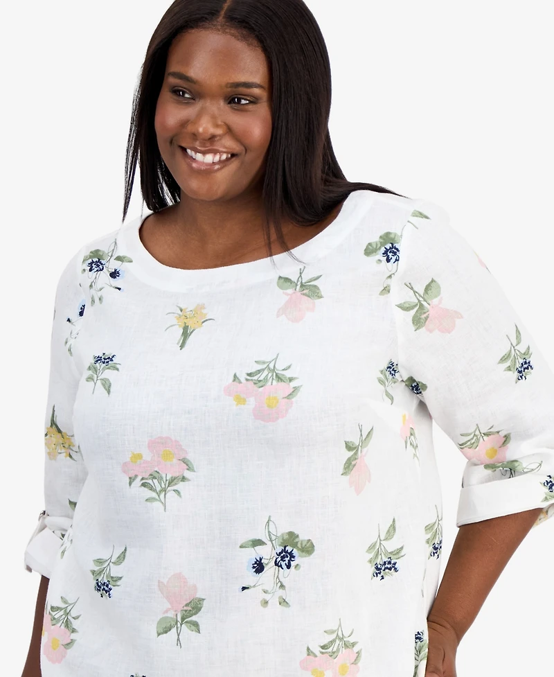 Charter Club Plus Darling Floral Crewneck Shirt, Macy's Exclusive