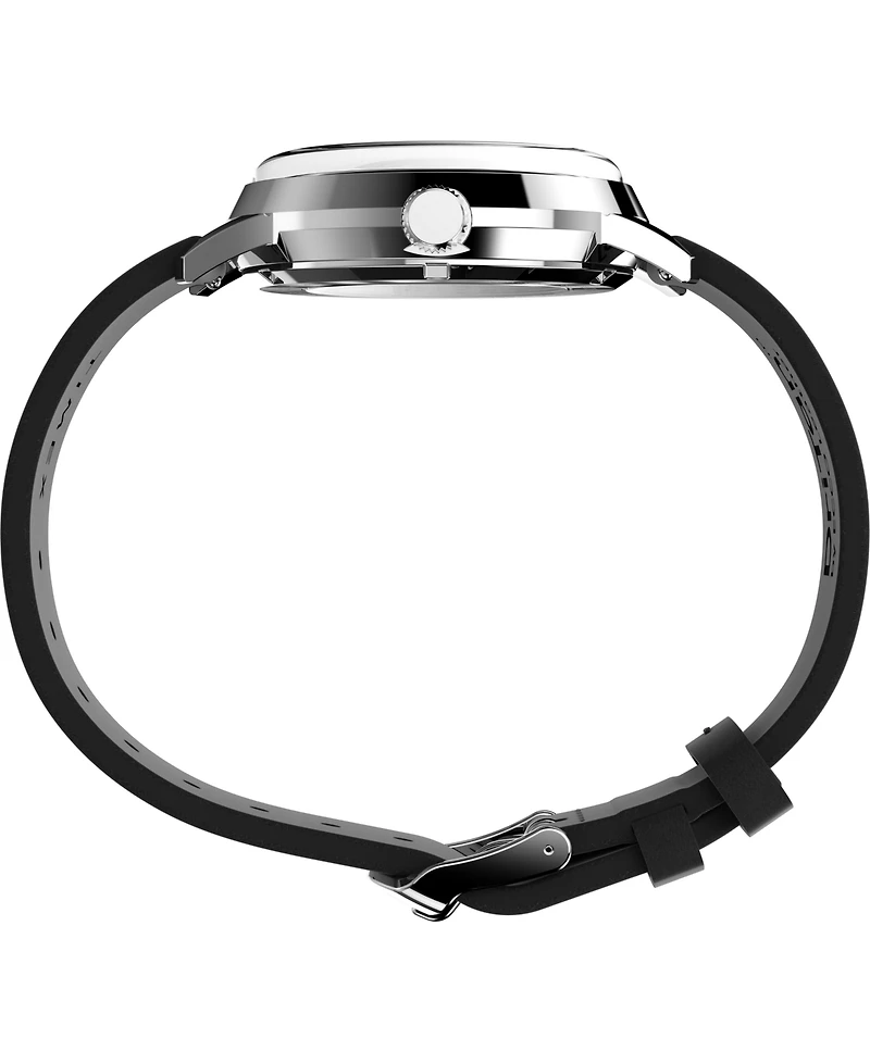 Timex Men's Automatic Black Leather Watch, 40mm