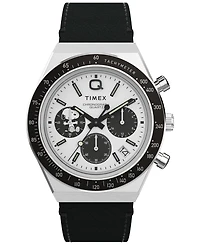 Timex Men's Chronograph Black Leather Watch, 40mm