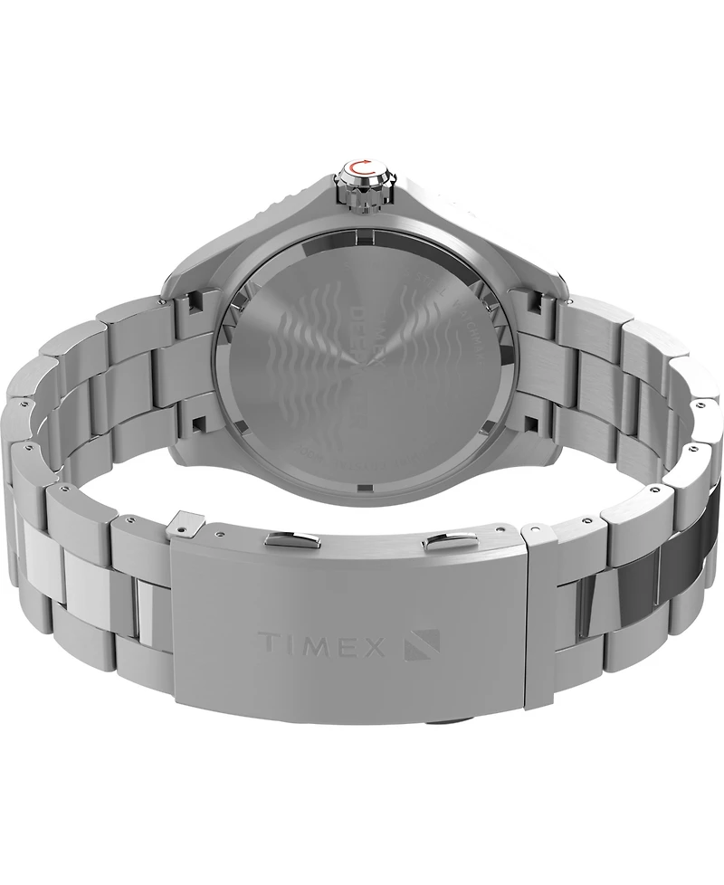 Timex Men's Quartz Analog Silver-Tone Stainless Steel Watch, 44mm
