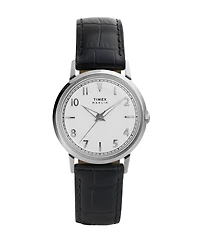 Timex Unisex Quartz Analog Black Leather Watch, 34mm
