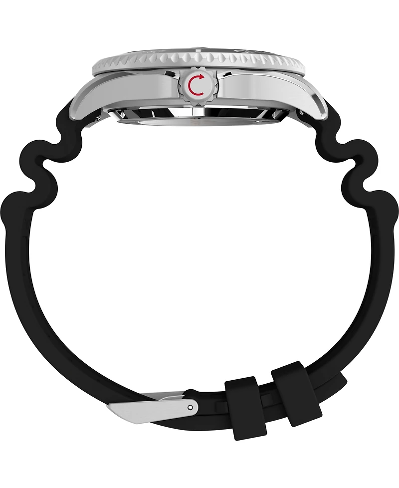 Timex Men's Mechanical Automatic Black Hnbr Rubber Watch, 44mm