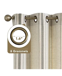 Awesome Home Linen Blend Geometric Striped Room Darkening Curtains Pair