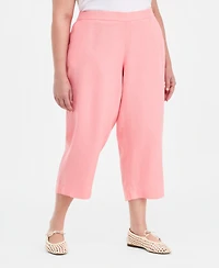 Charter Club Plus 100% Linen Cropped Pants, Exclusively at Macy's